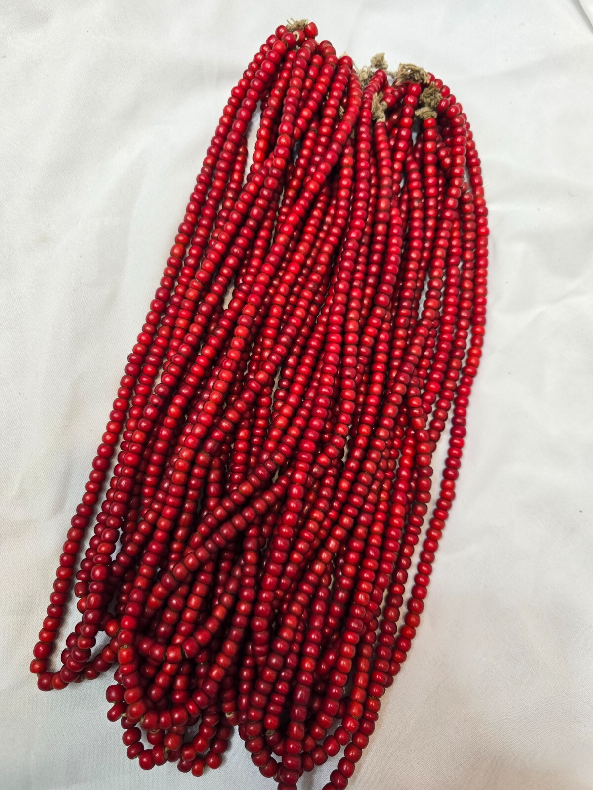 7-8mm Antique Venetian White Heart Trade Beads Long Strand