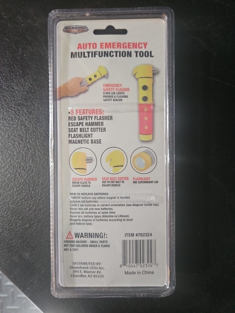 Auto Emergency LED Flashlight & Multifunction Tool (Batteries Included)