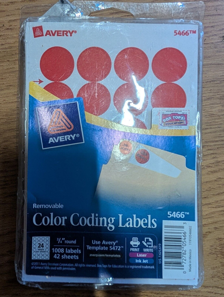 Avery Dennison Ave-05466 Round Color Coding Label - 0.75" Diameter 3 Pack