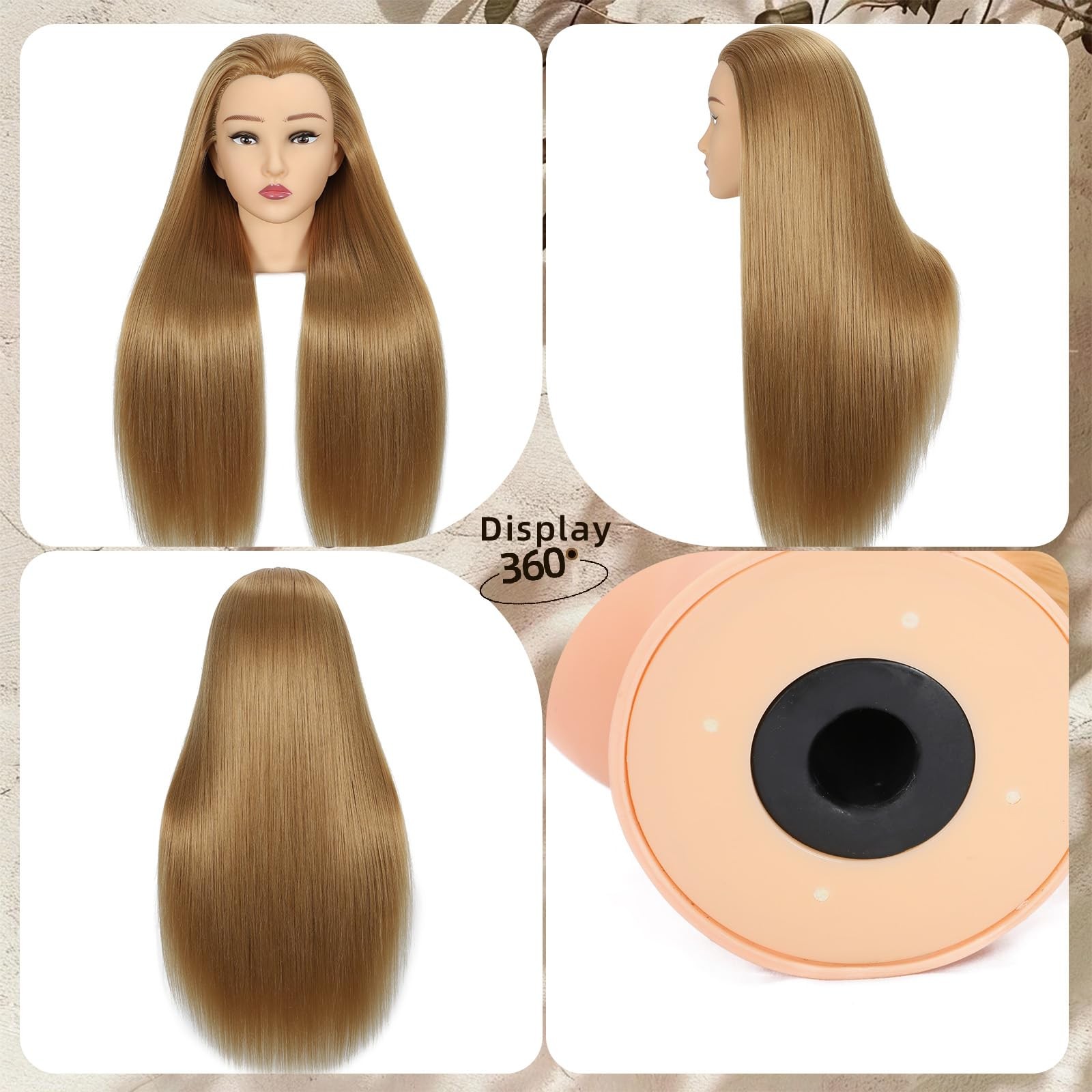 Mannequin Head 80% Human Hair 28“ Cosmetology Manikin Doll 26-28 Inch, blonde