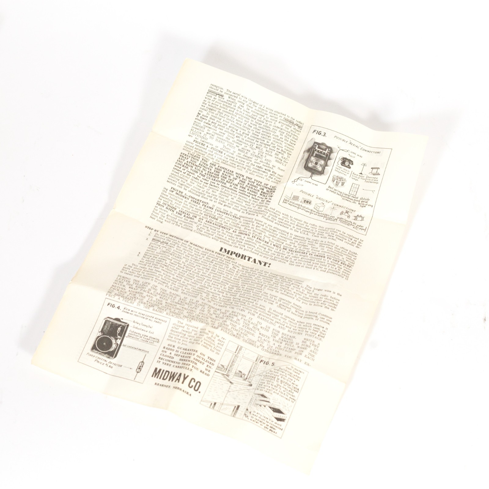 Vintage TinyTone Pocket Crystal Radio In Box w/LOTS of Original Paper * Works