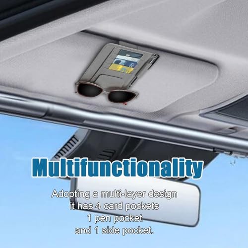 Car Sun Visor Organizer, Small Auto Visor Organizer and Storage, Auto Gray