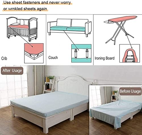 8Pcs Adjustable Bed Sheet Straps Clips, Elastic Mattress Sheet 8pcs White