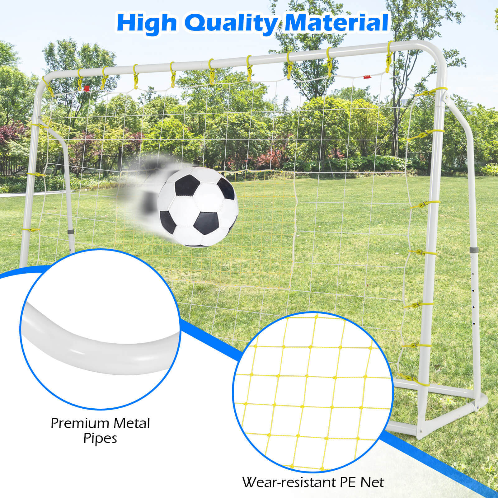 6.1' x 4' Versatile Soccer Rebounder 2 in 1w/ Shooting Auxiliary Area 4 Nails