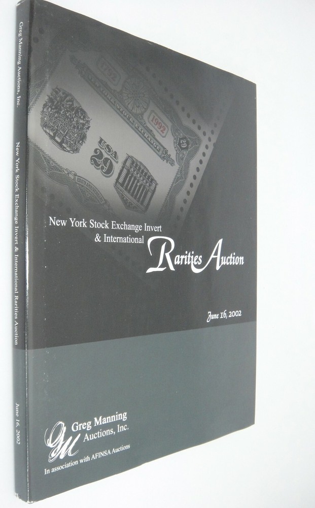 New York Stock Exchange Invert Greg Manning Stamp Auction Catalog June 2002 HBDJ