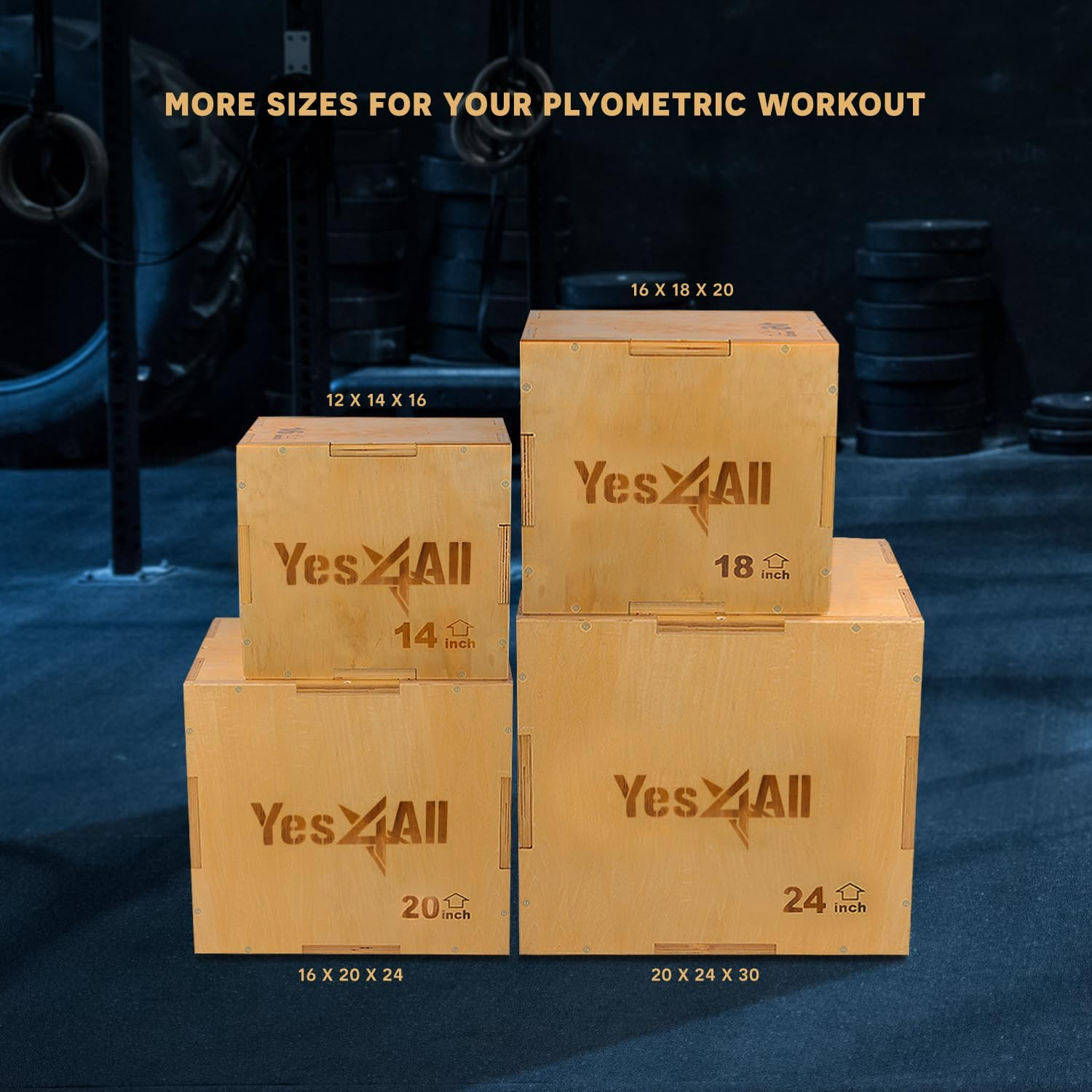 Plyo Box, 3-In-1 Wooden Box Jumps for Home Gym, 450 Lbs Boxes Step up with Smoot