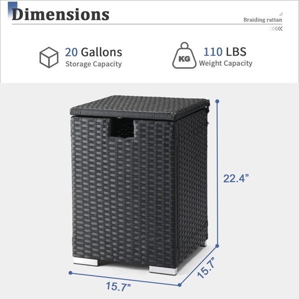 40*40*57cm Iron Frame Gas Bottle Storage Rattan Side Table Black Gradient
