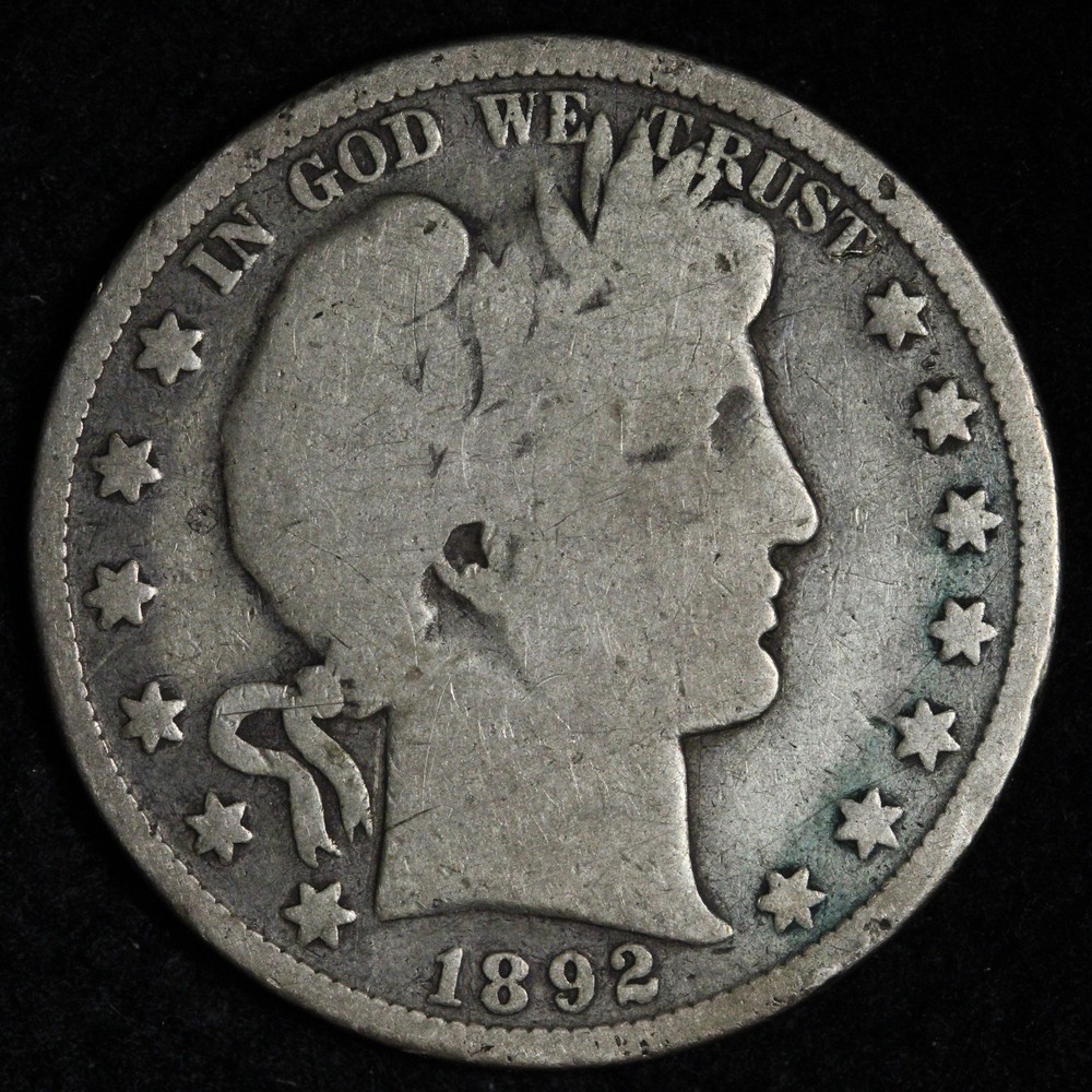 1892 Barber Silver Half Dollar VG E296 SARHW