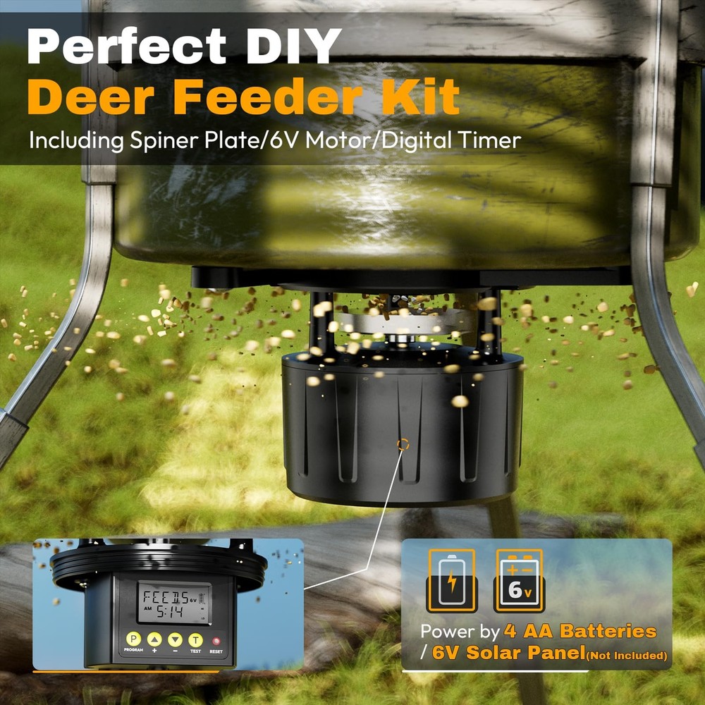 Deer Feeder Kit, 6V Motor & Timer Small-Size Black