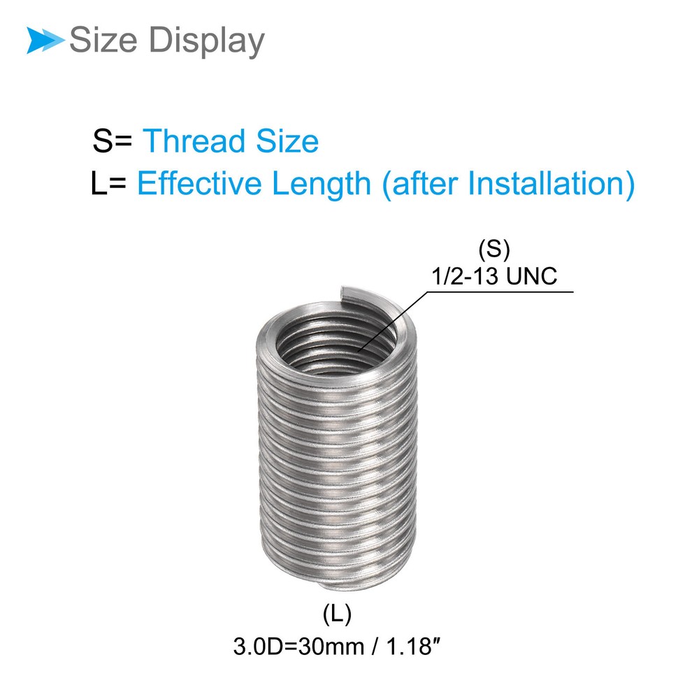 10pcs 1/2-13 UNC 3.0D Wire Thread Repair Insert Helical Type Coiled