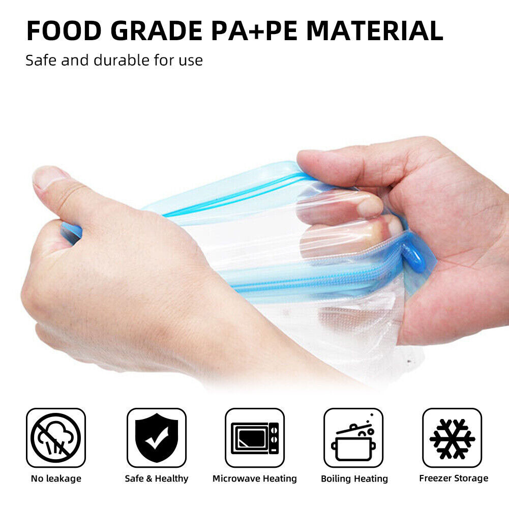 24pcs Sous Vide Bags Vacuum Sealer Pump Reusable Vacuum Food Storage Bags Kit US