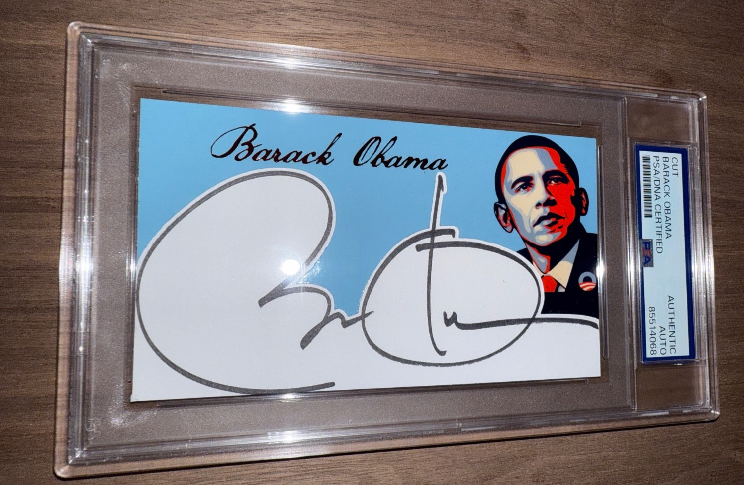 Barack Obama Signed Cut Custom 44th President 3x5 Card PSA DNA Slab Slabbed AUTO