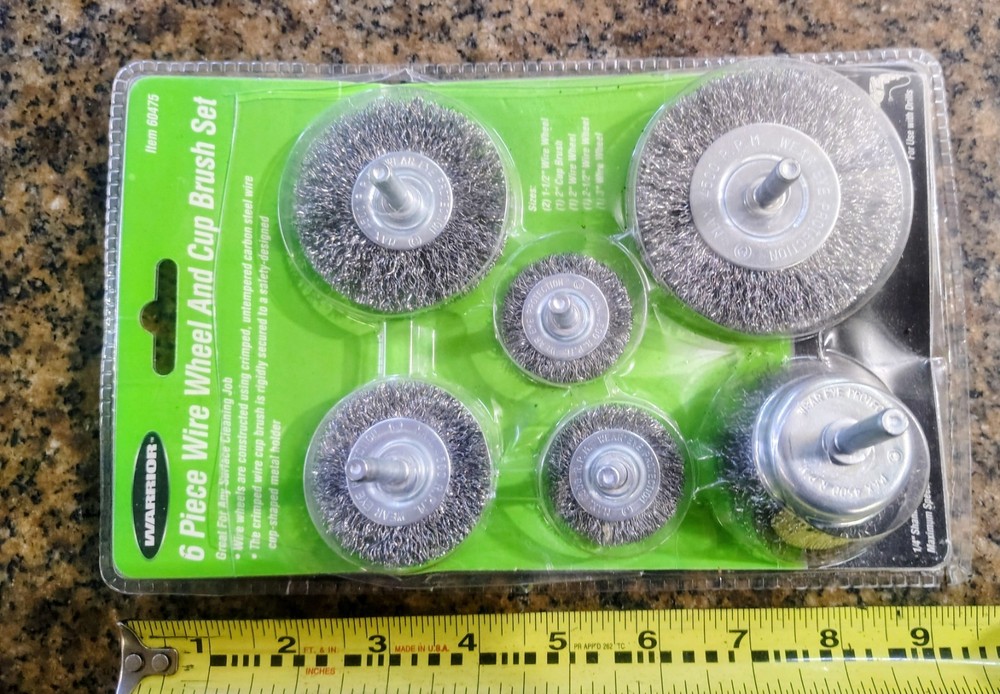 🗽WARRIOR 6 PCA WIRE WHEEL And CUP BRUSH SET