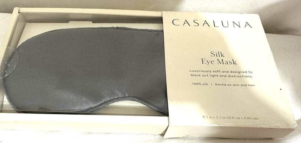 Casaluna Solid Silk Eye Mask Dark Gray Adjustable, Hand Washable, Polyester Fill