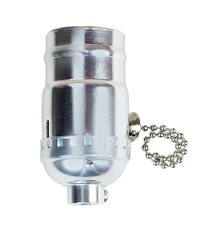Jandorf 60404 250V 250W Medium E26 Base Nickel On/Off Pull Chain Lamp Socket