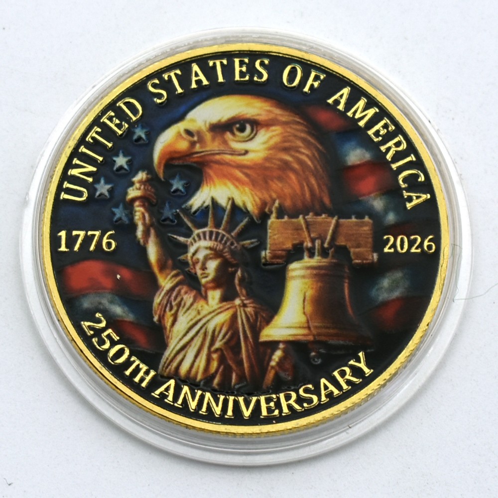 1776–2026 United States 250 Years of Freedom Coin Gold-Plated Anniversary Medal