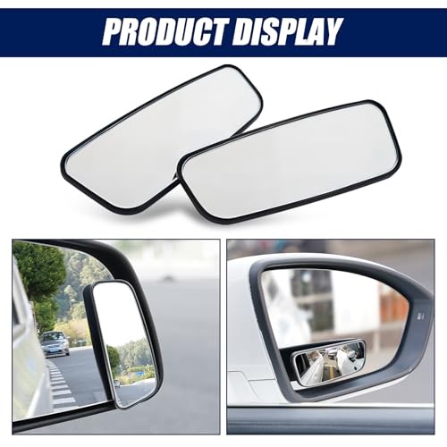 2 PCS Blind Spot Mirror, Rectangular Curved Wide Angle Parking Aid Tool, HD