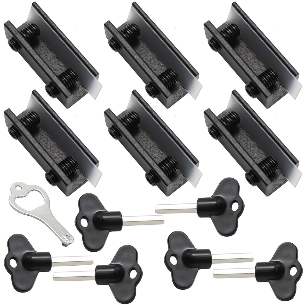 6 Pcs Window Locks Window Stoppers Sliding Window Locks with Key Vertical & H...