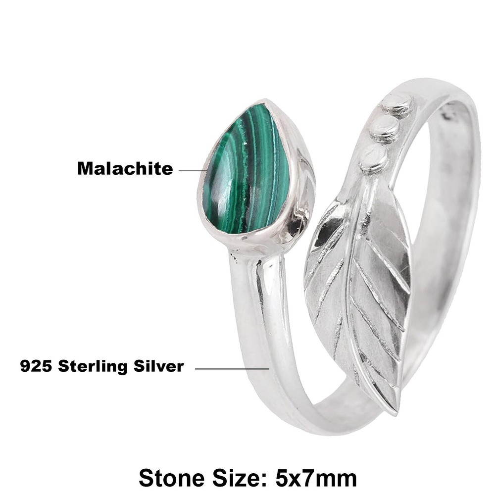 Leaf Ring Adjustable 925 Sterling Silver Handmade Boho Ring | Pear Shape Jewelry
