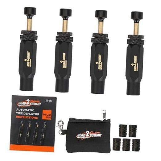 Tire Deflator Kit, 4 PCS Auto-Stop Valve Tool, 10-30 PSI Adjustable Range,