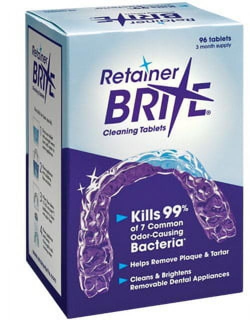 Retainer Brite Tablets for Cleaner Retainers and 96 Count (Pack of 1), Basic