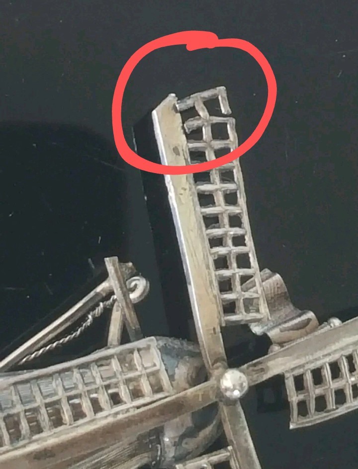 Antique Dutch silver Miniature Windmill