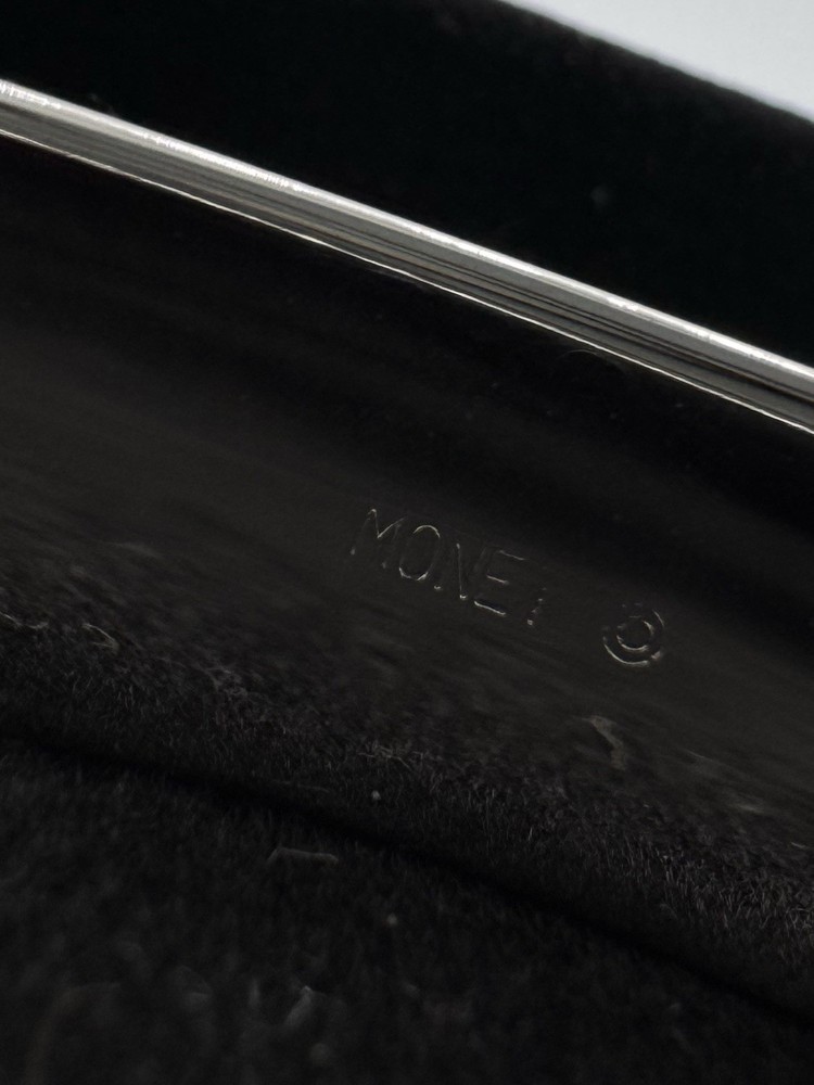 Monet Silver Tone Bangle Bracelet w/ Rectangular Crystal Accent Modern Design