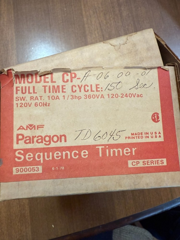 NEW IN BOX PARAGON FULL TIME CYCLE  SEQUENCE TIMER CP-A-06-00-01 - 150 SEC
