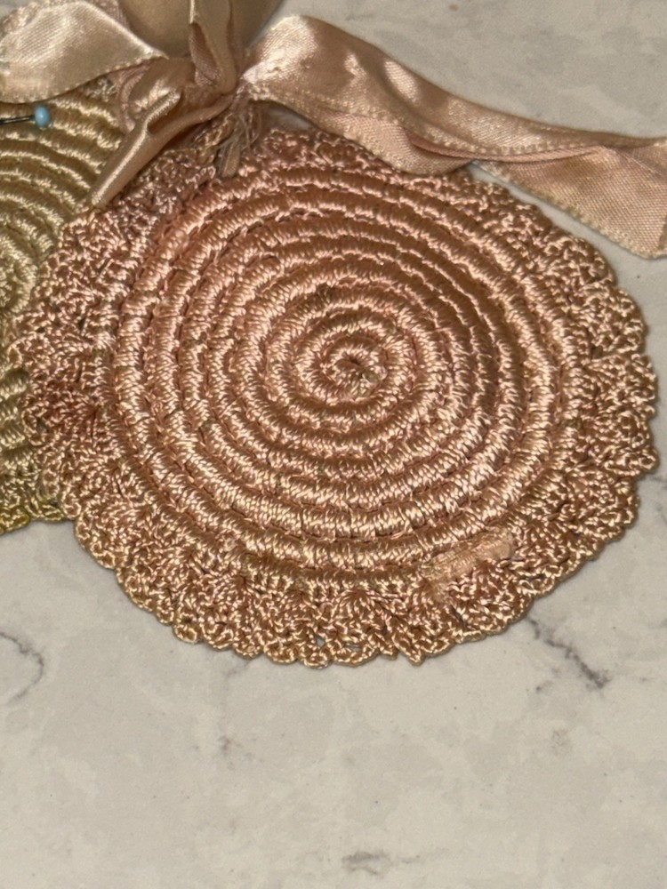 Victorian Silk Needle Case Doyley Sewing Pin Disk Pillows