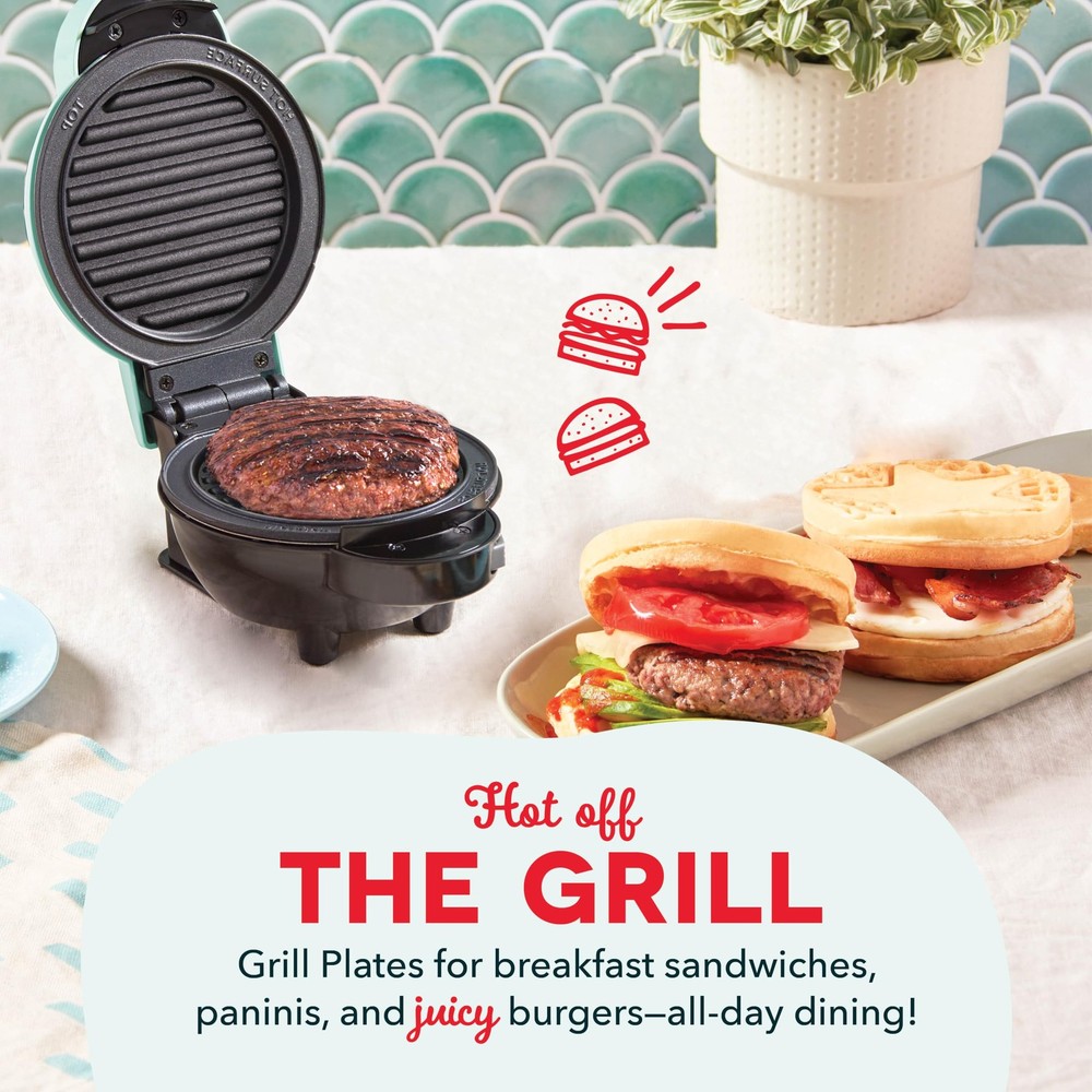 DASH MultiMaker® Mini System Two 4” Nonstick 2 Plates, Grill &