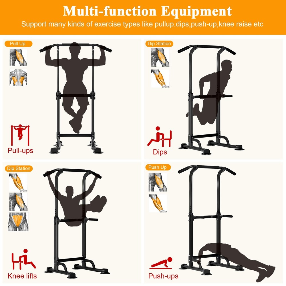 Power Tower Pull Up Dip Station Multi-Function Fitness Equipment for Strength...