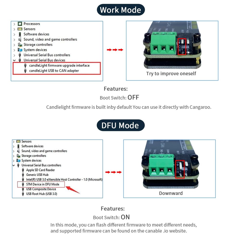 USB to CAN Bus Converter Base on Open-Source Hardware CANable Supports Multip...