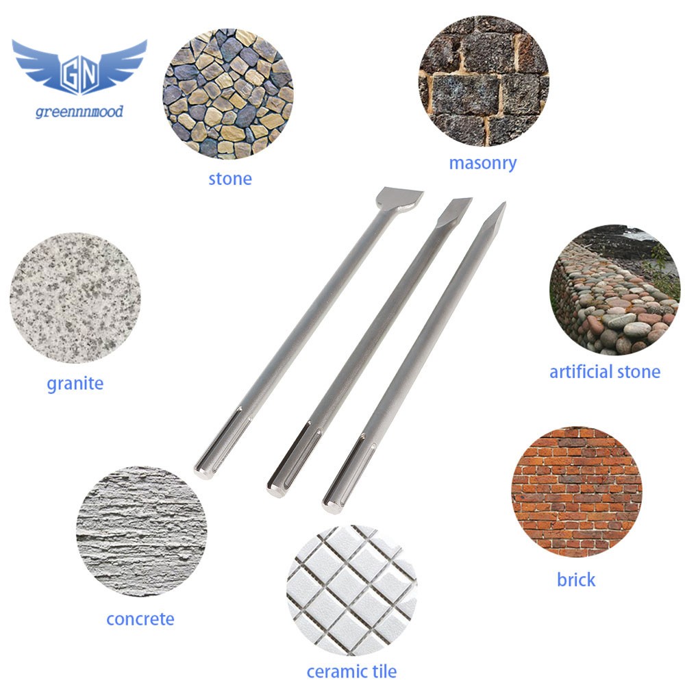 16-Inch SDS Max Chisel Set Heavy Duty Rotary Hammer Chisel Bit Set 3Pcs Silver