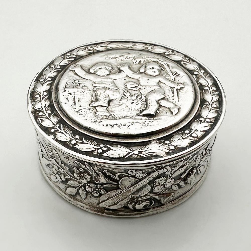 ANTIQUE AUSTRO-HUNGARIAN SILVER CHERUBS BOX 1806