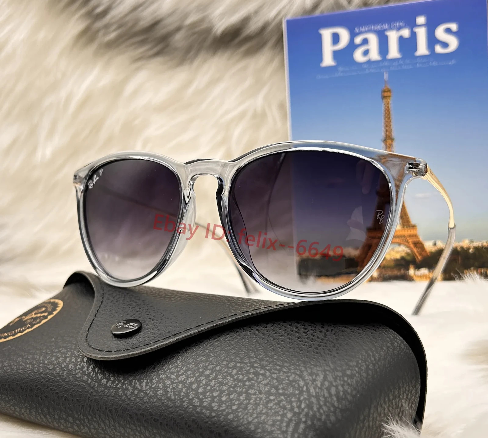 *New* Ray-Ban Erika RB4171 6592/T3 Polarized Sunglasses Blue Frame Grey UV Lens