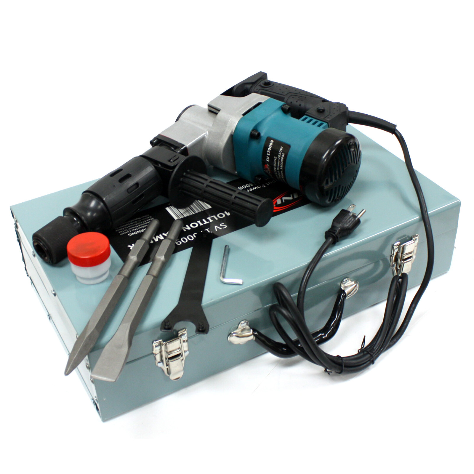 3800BPM 1-1/2" Electric Demolition Jack Hammer Concrete Breaker W/ Hex Chisels