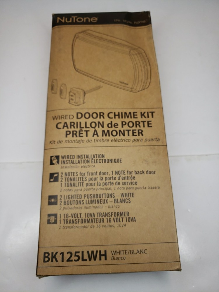 Door Chime Kit NuTone BK125LWH Two Lighted Pushbuttons Wired
