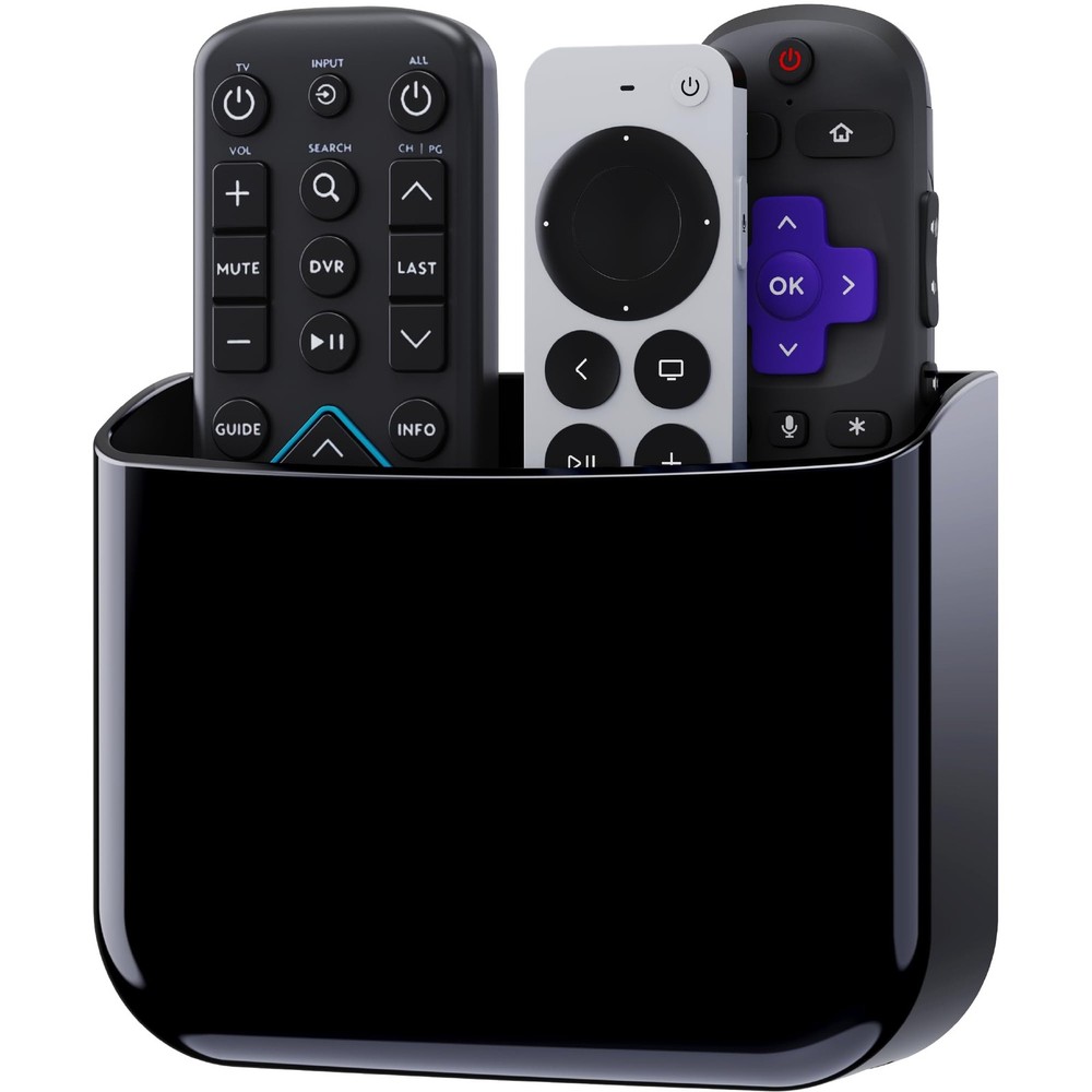 Stick On Remote Holder, Holds 2 or 3 Remotes, Black