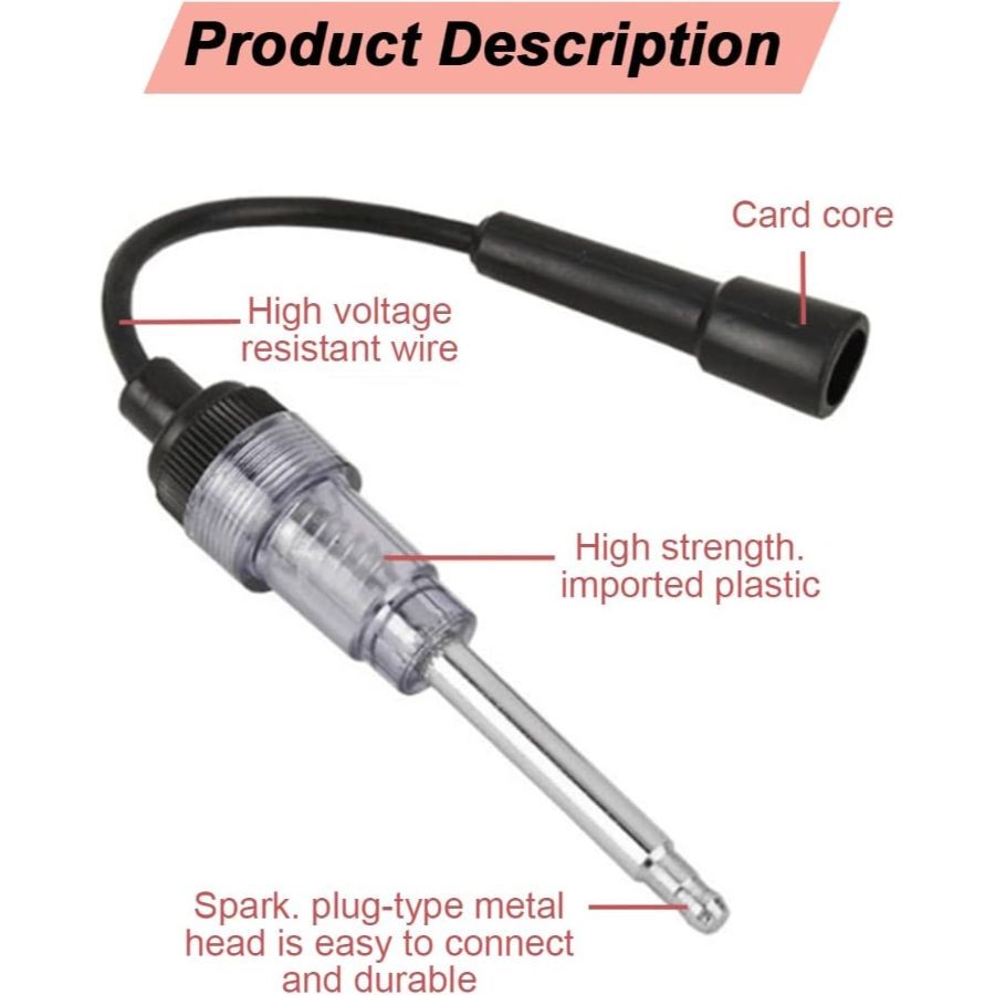 2PCS Inline Spark Plug Tester, Straight Boot Engine Ignition Tester Light, Small