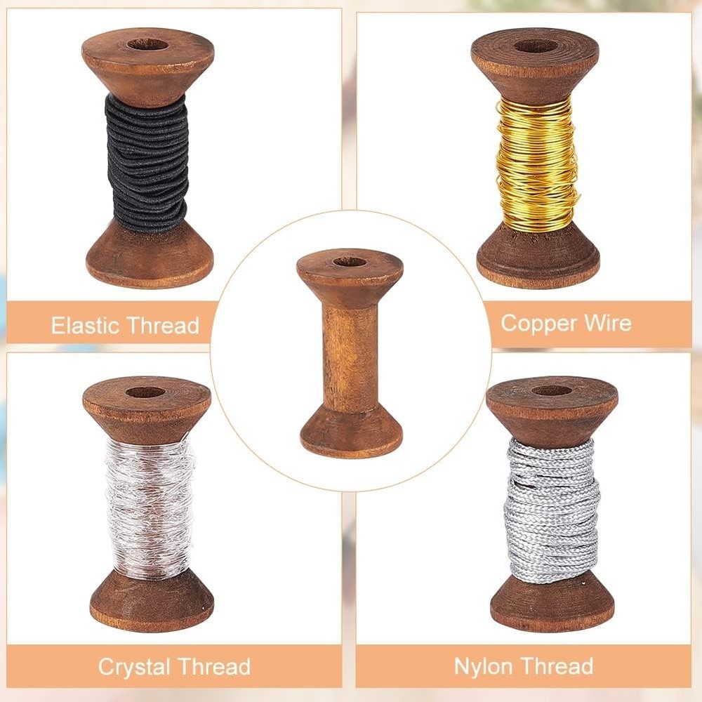 20Pcs Antique Wooden Empty Spools, 1.57"/ 40Mm Empty Thread Spools Woo
