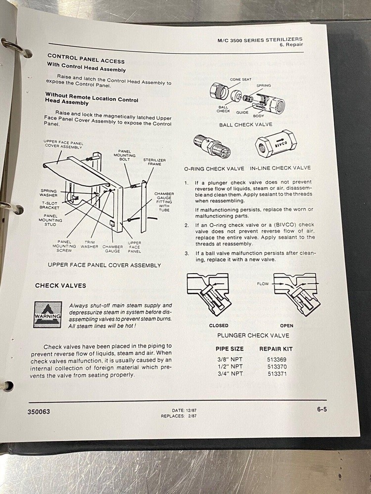Castle M/C 3500 Sterilizers Autoclave - Users Guide / Instruction Book