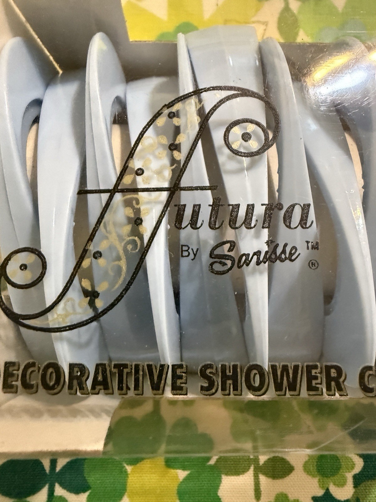 Vintage NOS Blue Plastic Shower Curtain Rings Hooks