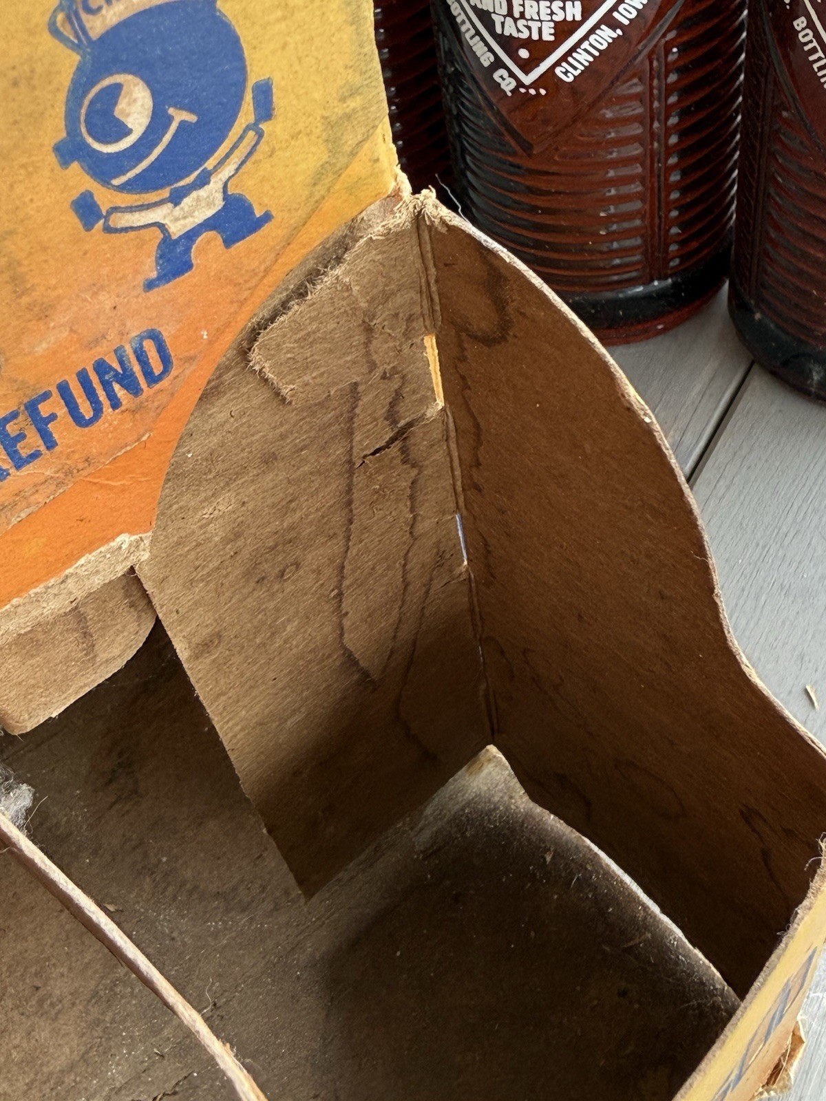 Rare 1940’s Orange Crush Cardboard 6 Pack Handi-Pack W/ Bottles Clinton Iowa