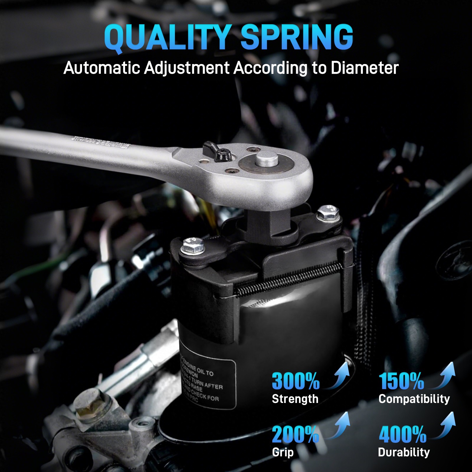 Universal Adjustable Oil Filter Wrench Set for 60mm-80mm Removal Tool Cap 1/2"