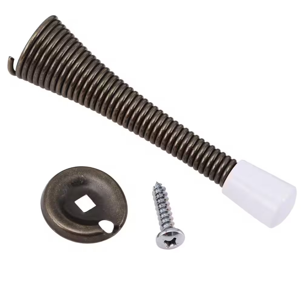 3 In. Antique Brass Broad Base Spring Door Stop (5-Pack)