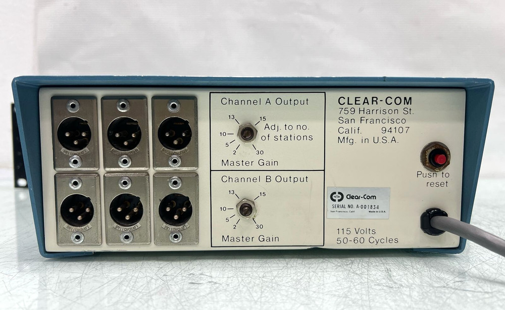 Clear-Com CS-200K 2 Channel Intercom Station Rack Mount 4 Pin XLR
