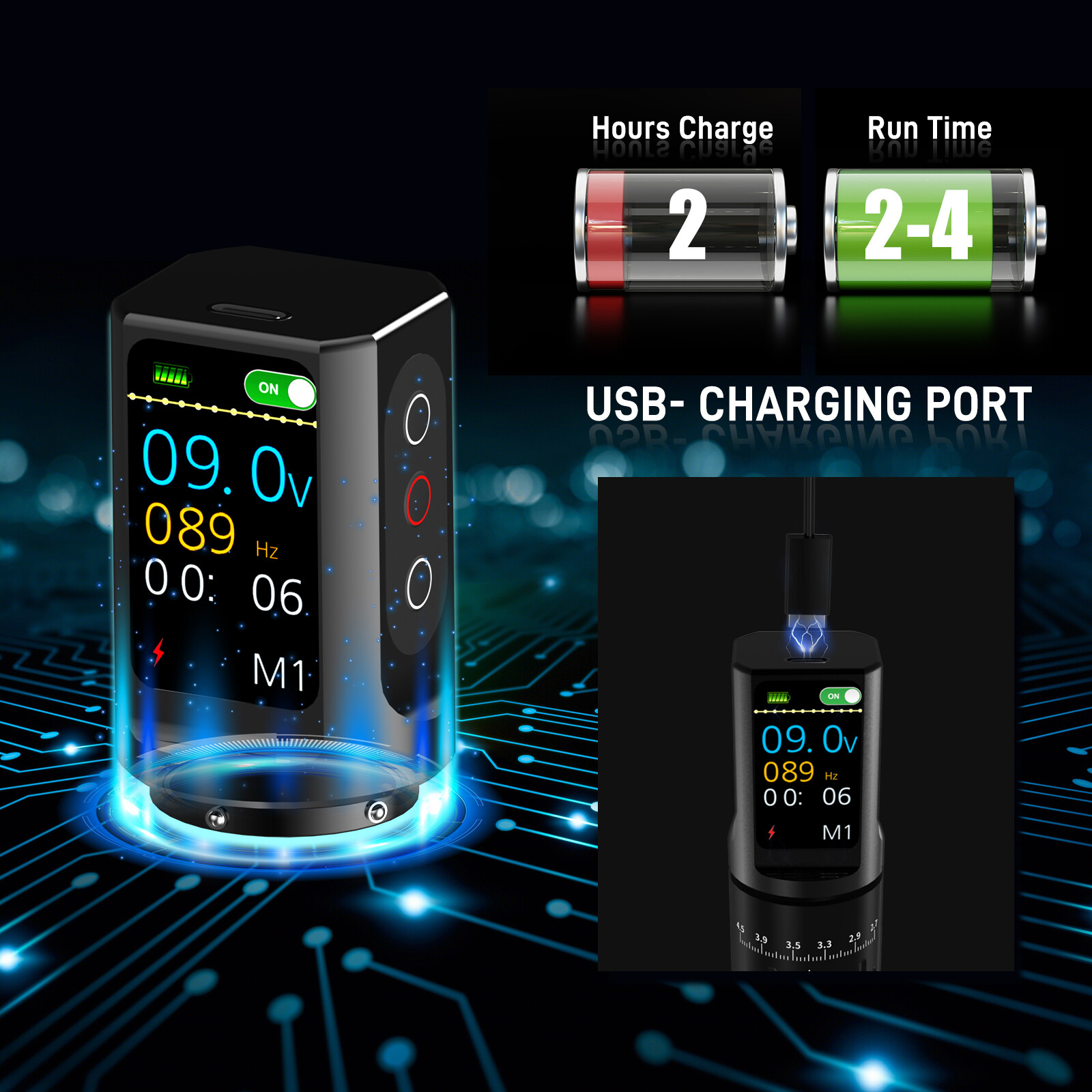 Adjustable Stroke Tattoo Gun Pen Kit with LED Display for Professional Artists