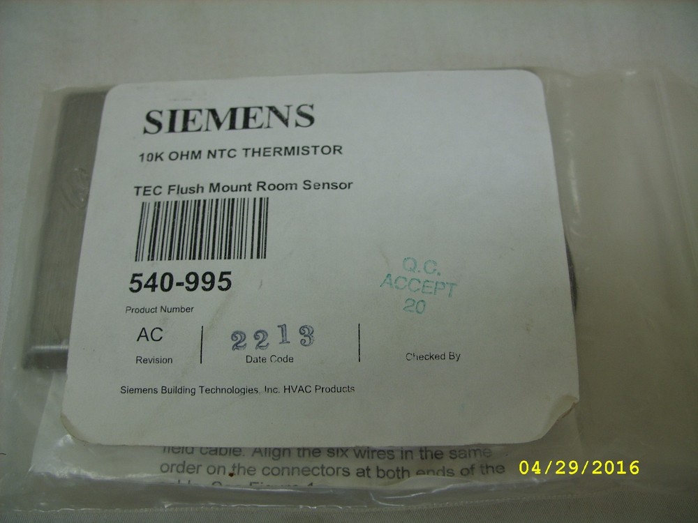Siemens - HVAC TEC Flush Mount Room Sensor 540-995 *NOS*