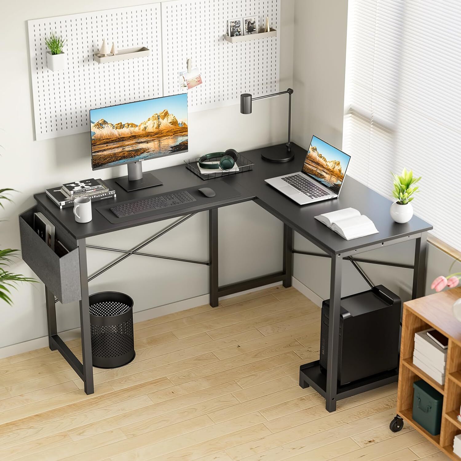 L Shaped Computer Desk Gaming Corner 50 Inch Home Office Writing PC Wooden Table