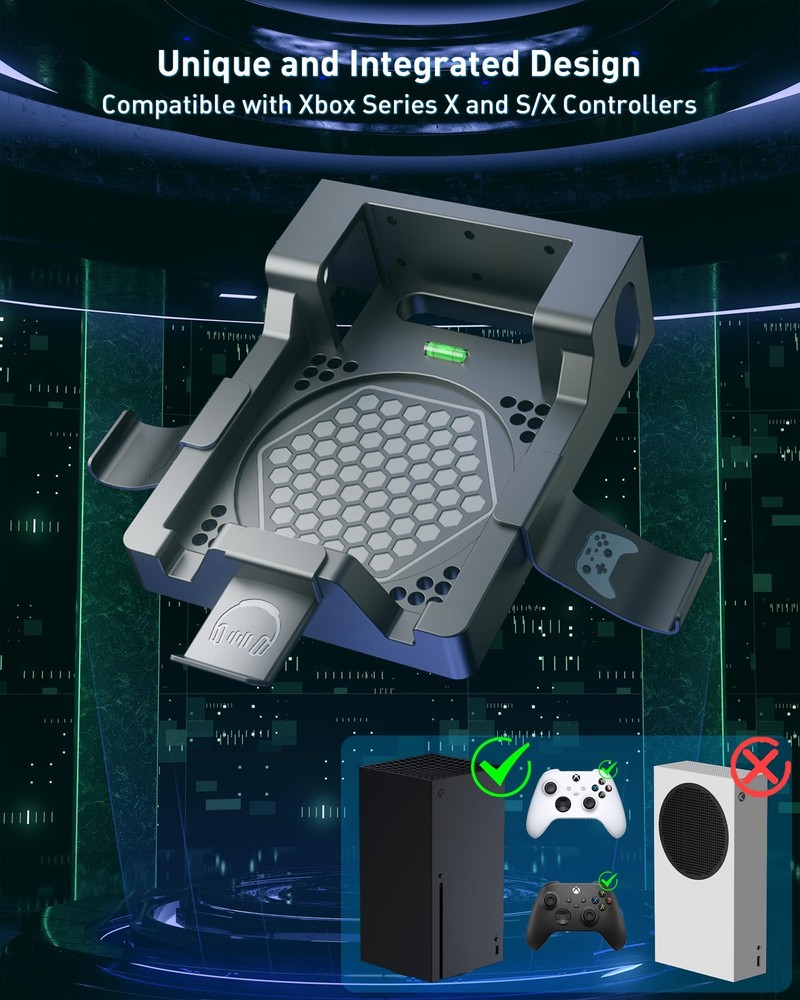 Wall Mount for Xbox Series Standard Bundle: with 3 Holders, Black